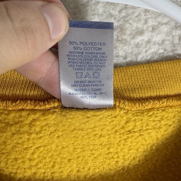 Vintage Russell Athletic Sweatshirt Mens 2XL XXL Yellow Blank Dri Power Y2K - Picture 6 of 14